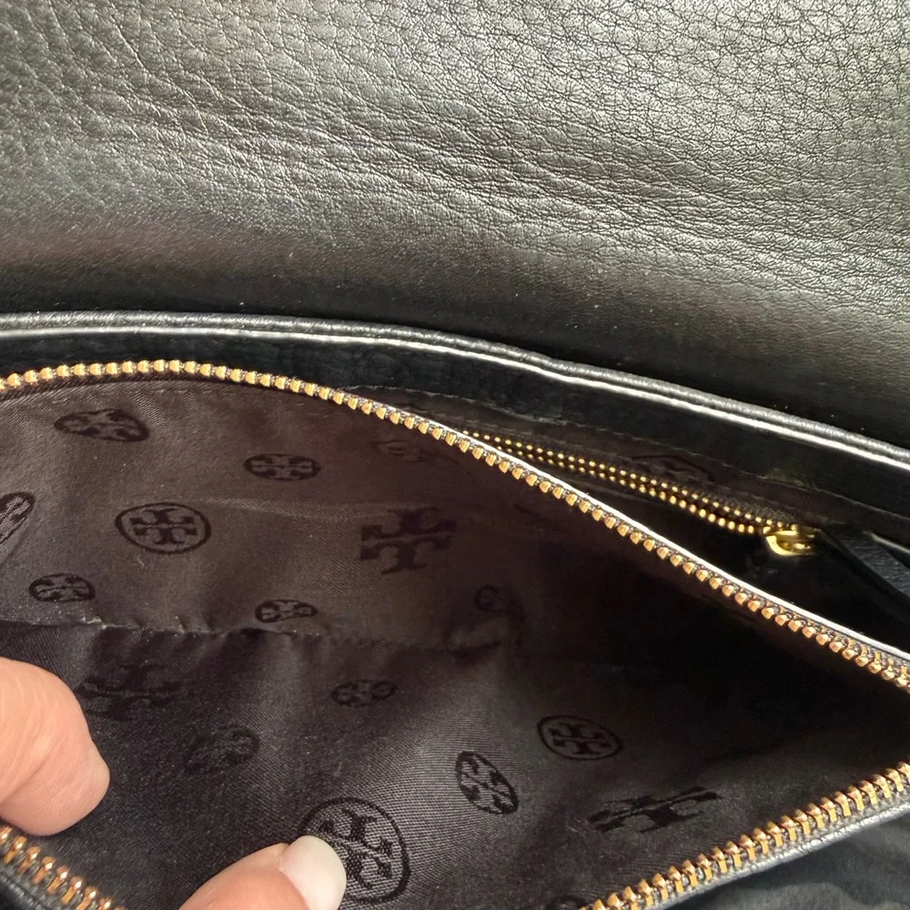 Tory Burch Harper Black Leather Crossbody Saddle Bag